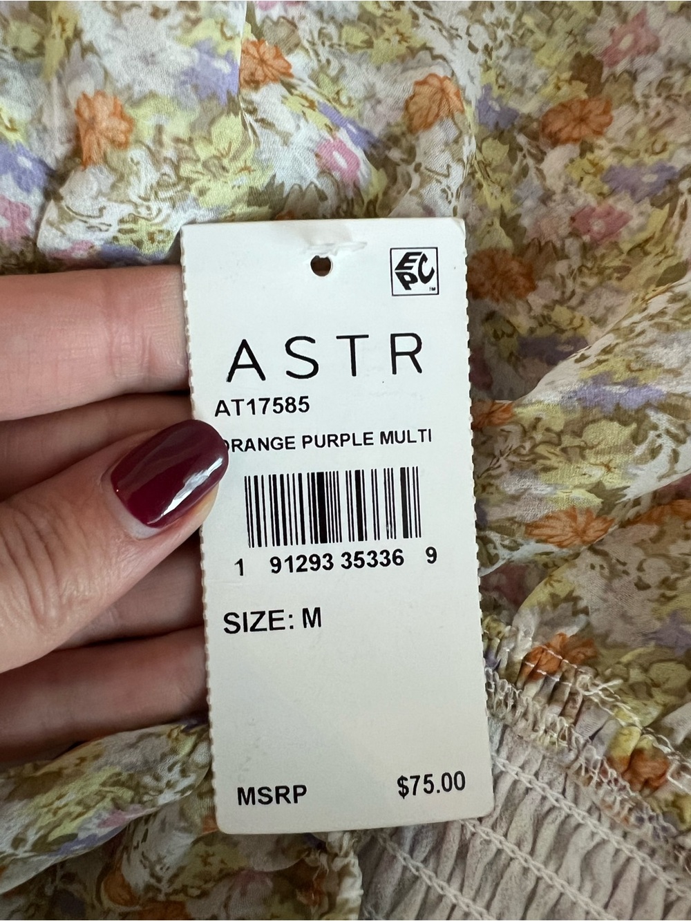 ASTR the Label Floral Smocked Top NWT Sheer Long Sleeve Cottagecore Blouse M - Picture 7 of 10